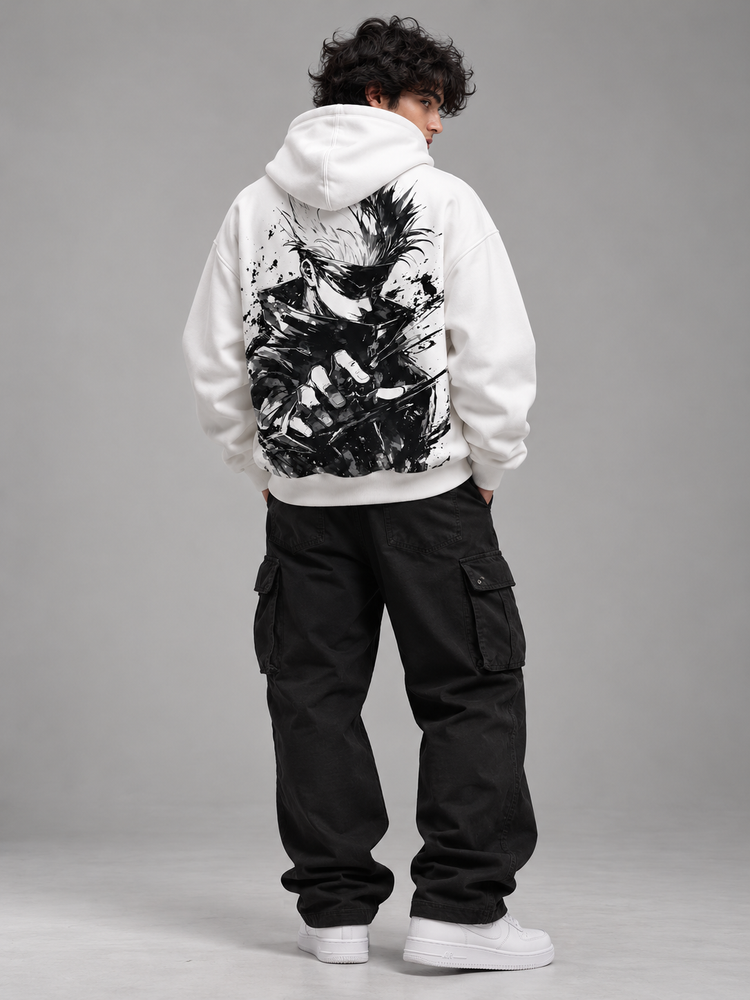 Gojo Satoru Monochrome Graphic Hoodie