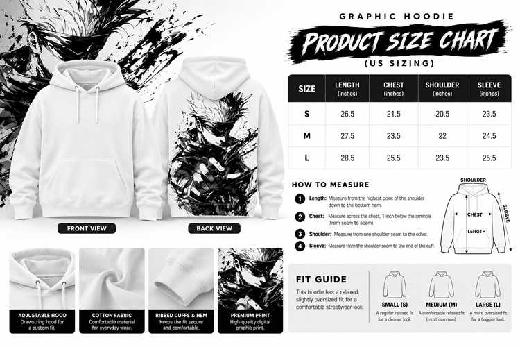 Gojo Satoru Monochrome Graphic Hoodie